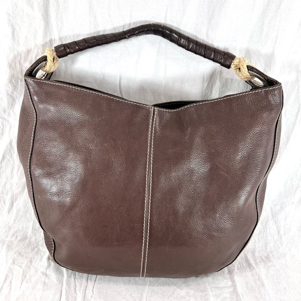 ANDREA MABIANI Brown Leather Shoulder Bag Made in Italy